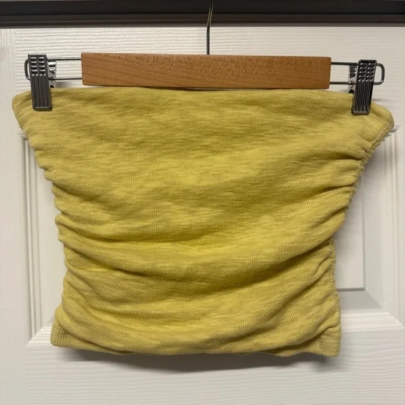 Free People| NWT Women’s Boulevard Ruched Yellow Tube Top in Size Small - Picture 5 of 12
